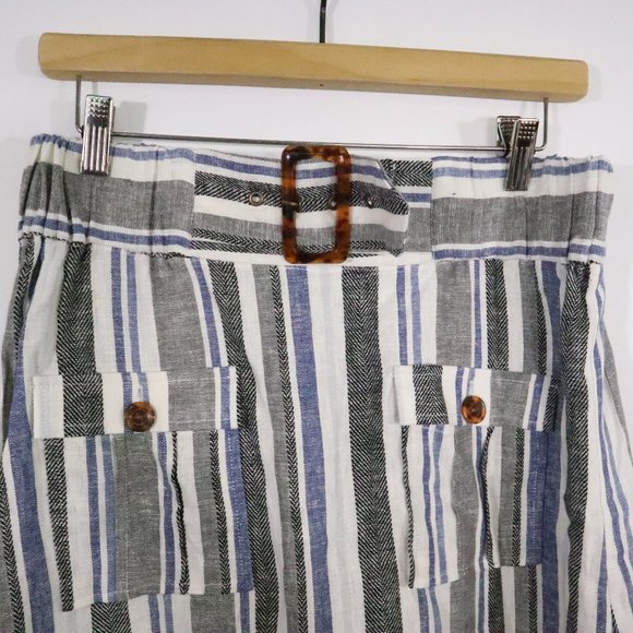 Marissa Olivia striped midi skirt Size M Linen Blend - Picture 2 of 4